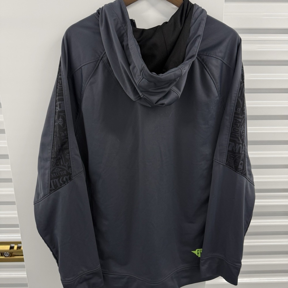Tapout Men's 2XL Gray Neon Green Full Zip Performance Hoodie MMA Y2K - Picture 4 of 6